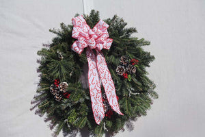 Fresh Handmade Circular Wreaths with Candy Cane Ribbon