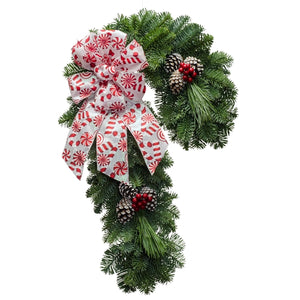 Fresh Pine Candy Canes with handtied bow.
